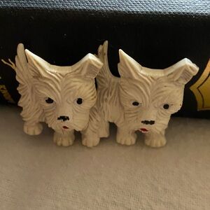 Vintage 40s White Westie terrier Celluloid Dog Figurine pin brooch West Highland